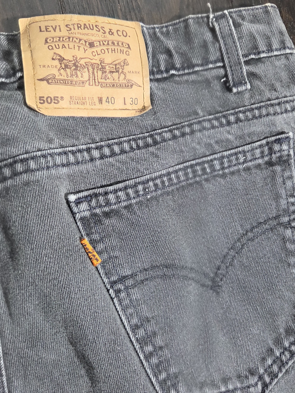 Vintage Levi’s Orange Tab 505 Jeans Men 40x30 Gray USA Regular Fit Straight Leg